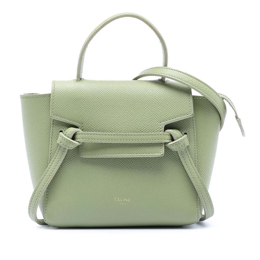 Celine Pico Grained Calfskin Belt Bag Green Leather Very good condition - Front View