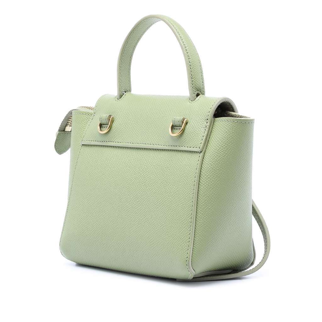 Celine Pico Grained Calfskin Belt Bag Green Leather Very good condition - Back View