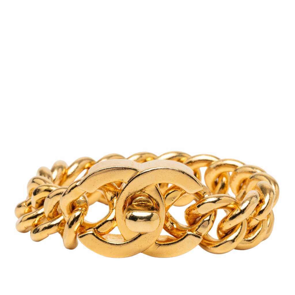Chanel Gold Plated CC Turn Lock Bracelet Gold Metal Good condition - Front View