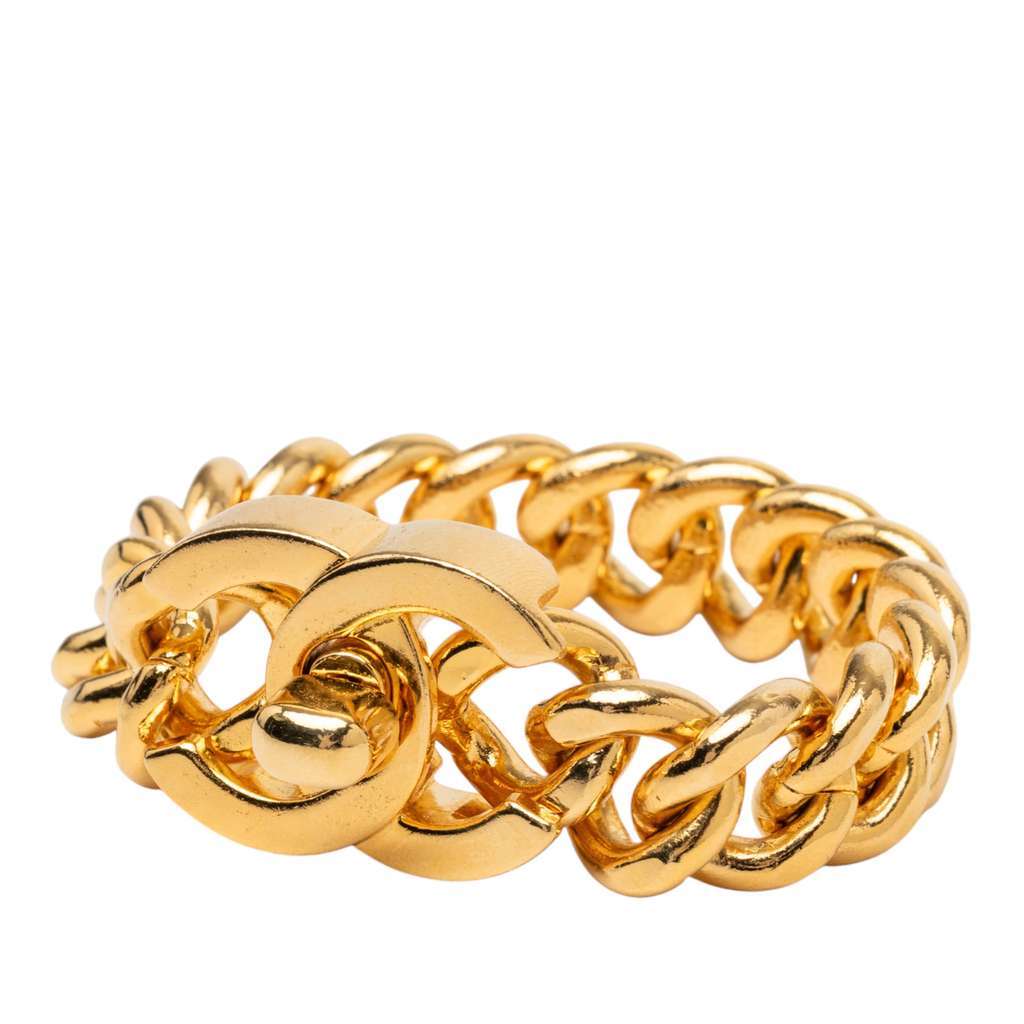 Chanel Gold Plated CC Turn Lock Bracelet Gold Metal Good condition - Back View