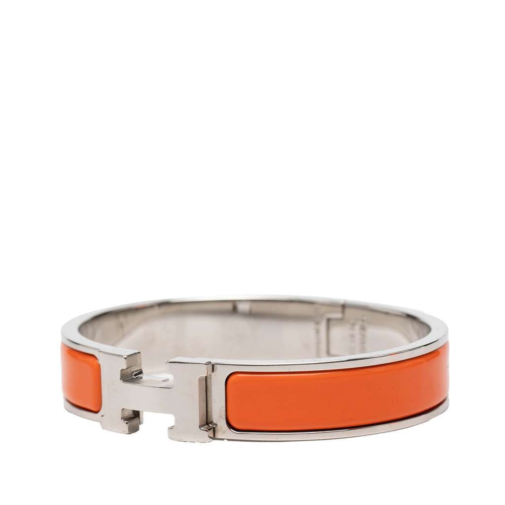 Hermès Narrow Enamel Clic H Bracelet PM Orange Good condition - Back View