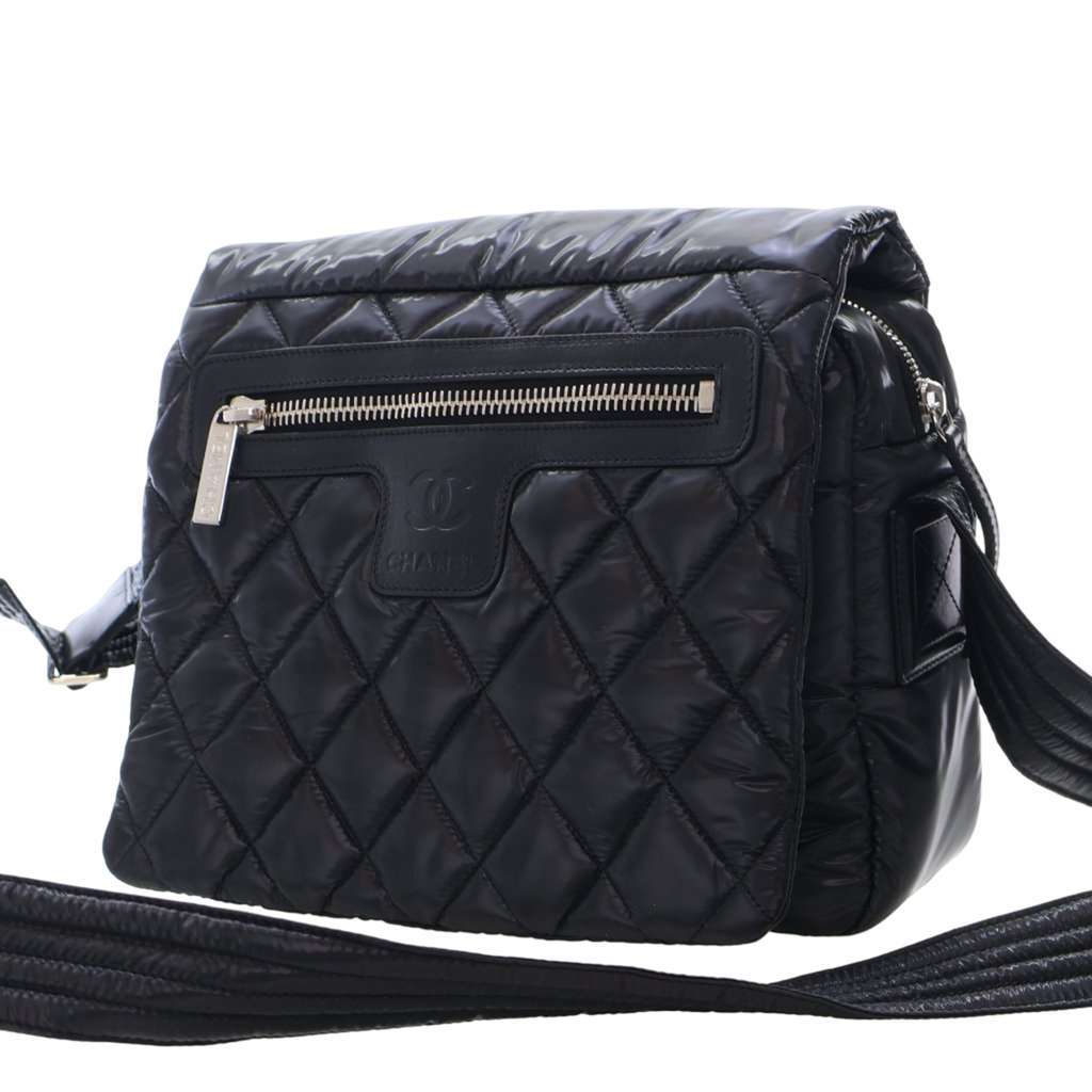 Chanel Small Quilted Nylon Coco Cocoon Messenger Bag Black Very good condition - Back View