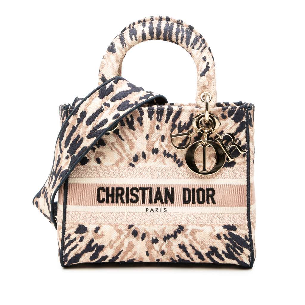 Dior Medium Embroidered Canvas Tie Dye Lady D Lite Pink Canvas Very good - Front View
