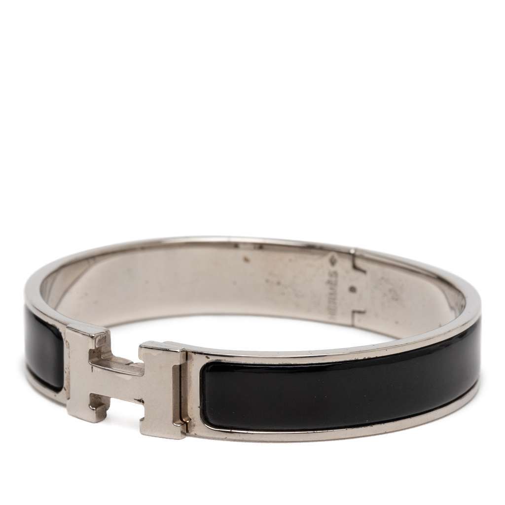 Hermès Narrow Enamel Clic H Bracelet PM Black Very good condition - Back View