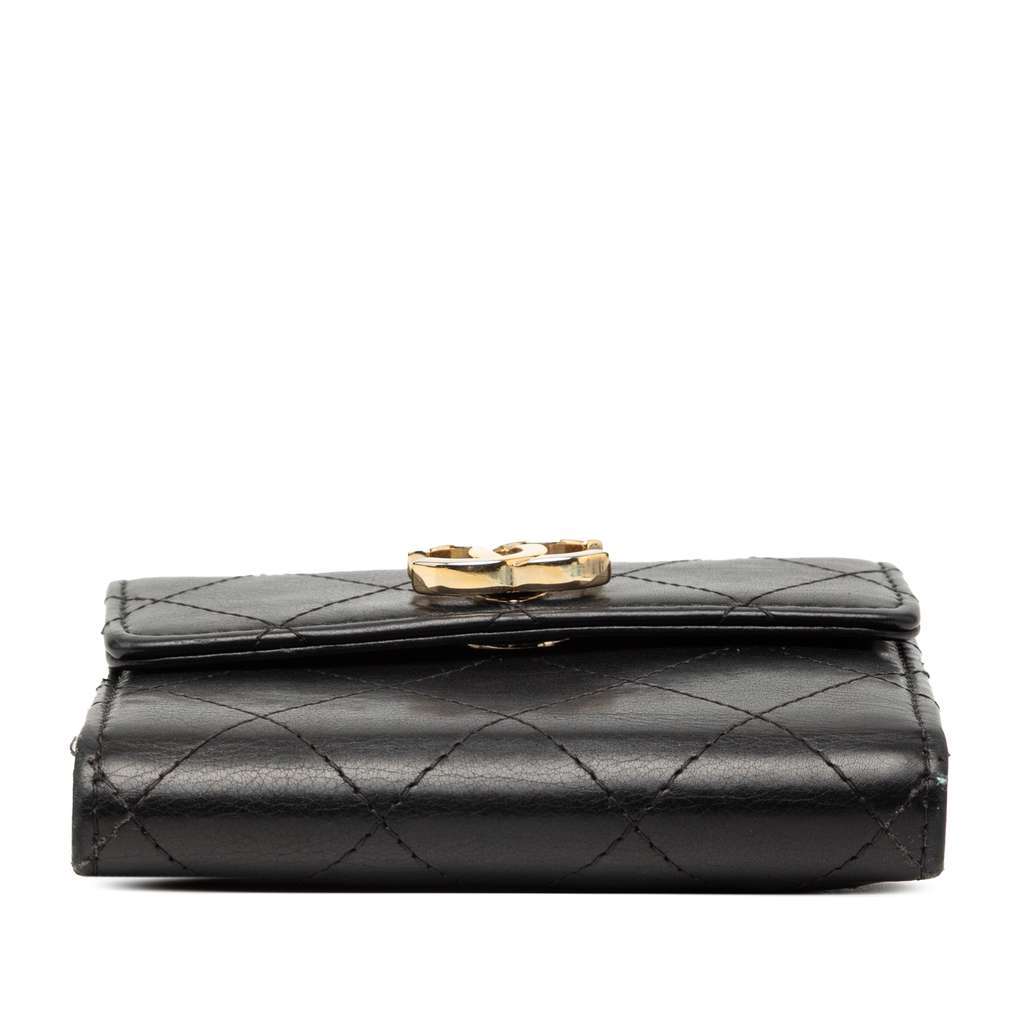 Chanel CC Quilted Lambskin Trifold Wallet Black Leather Good - Inside View