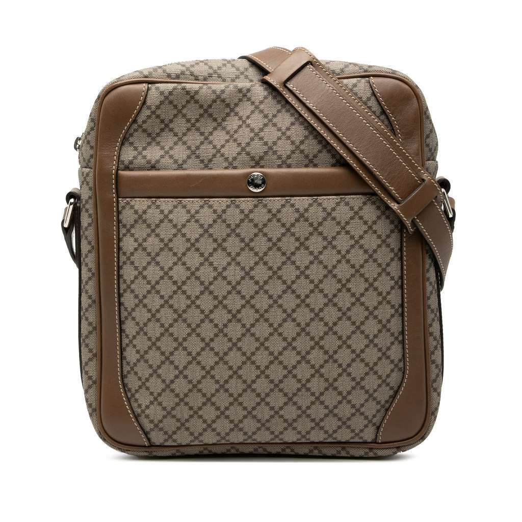 Gucci Diamante Coated Canvas Zip Crossbody Brown Canvas Very good - Front View