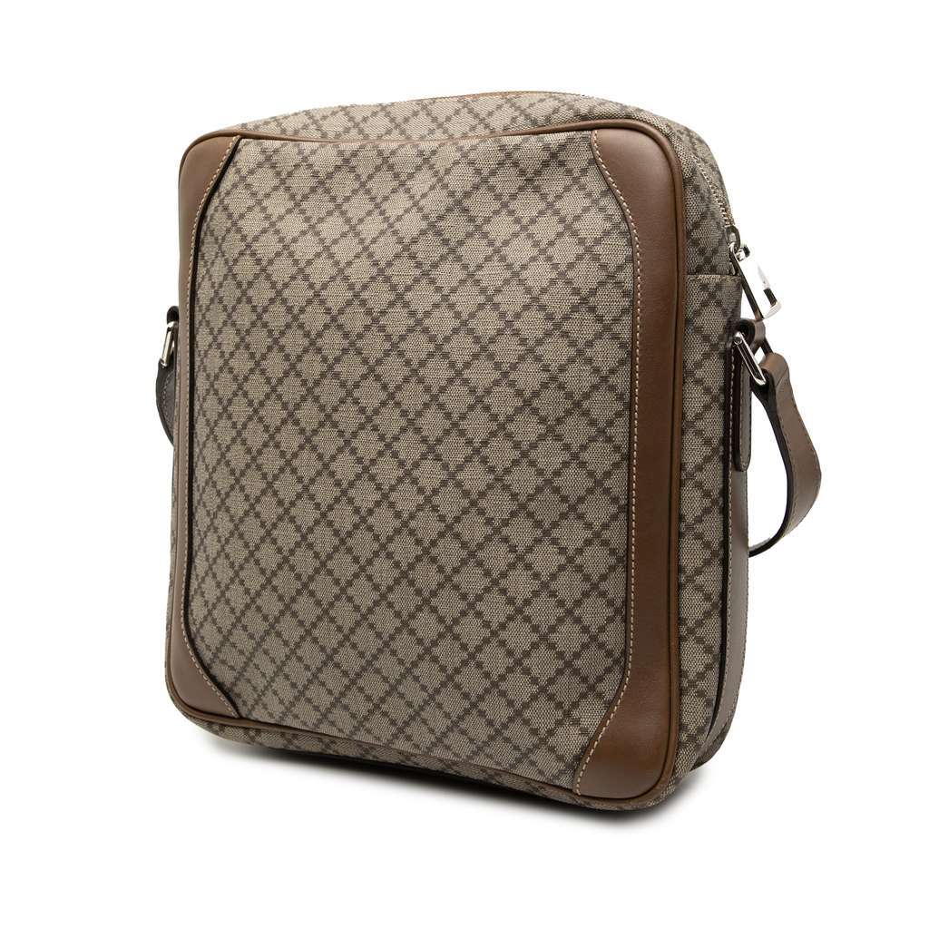 Gucci Diamante Coated Canvas Zip Crossbody Brown Canvas Very good - Back View