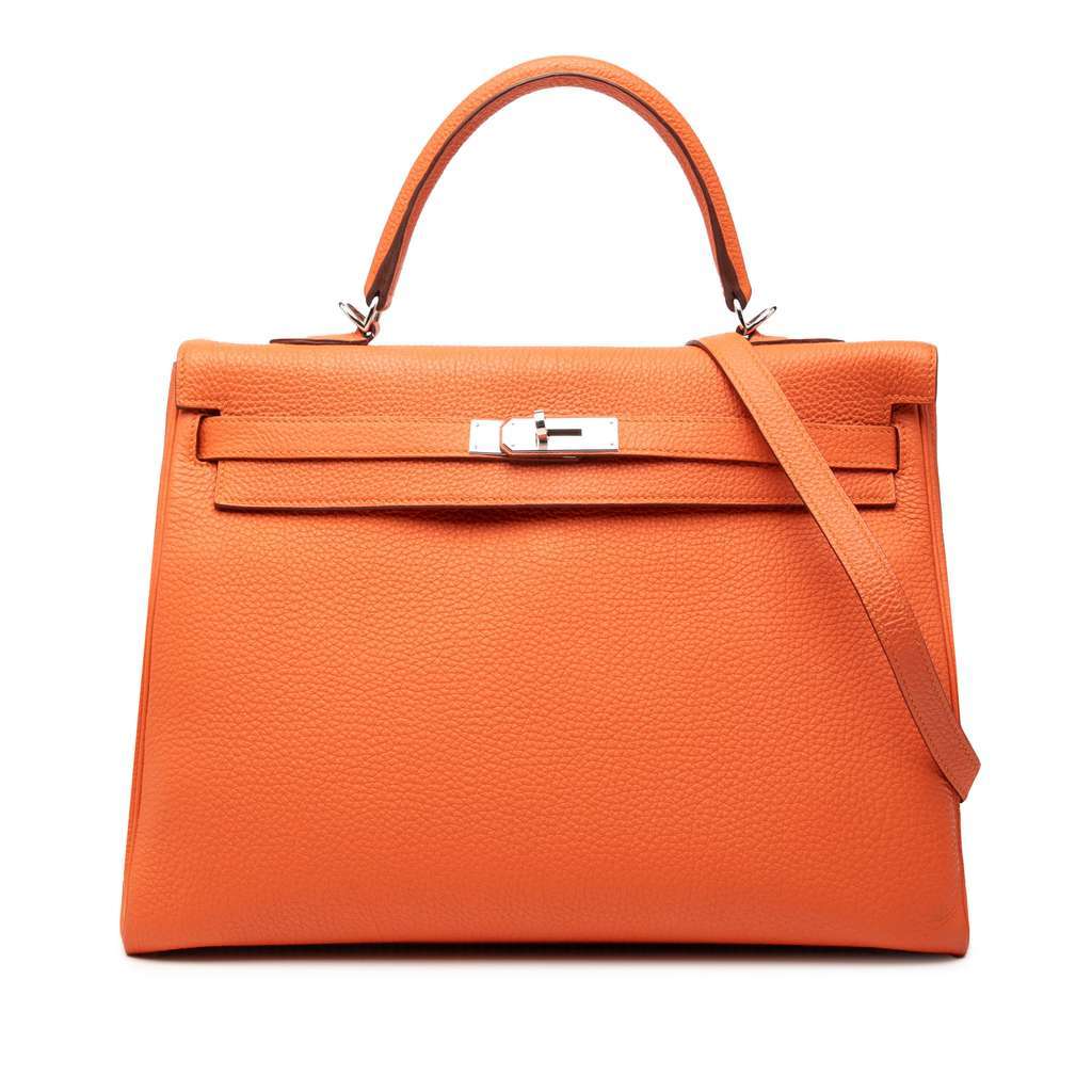 Hermès Togo Kelly II Retourne 35 Orange Leather Very good condition - Front View