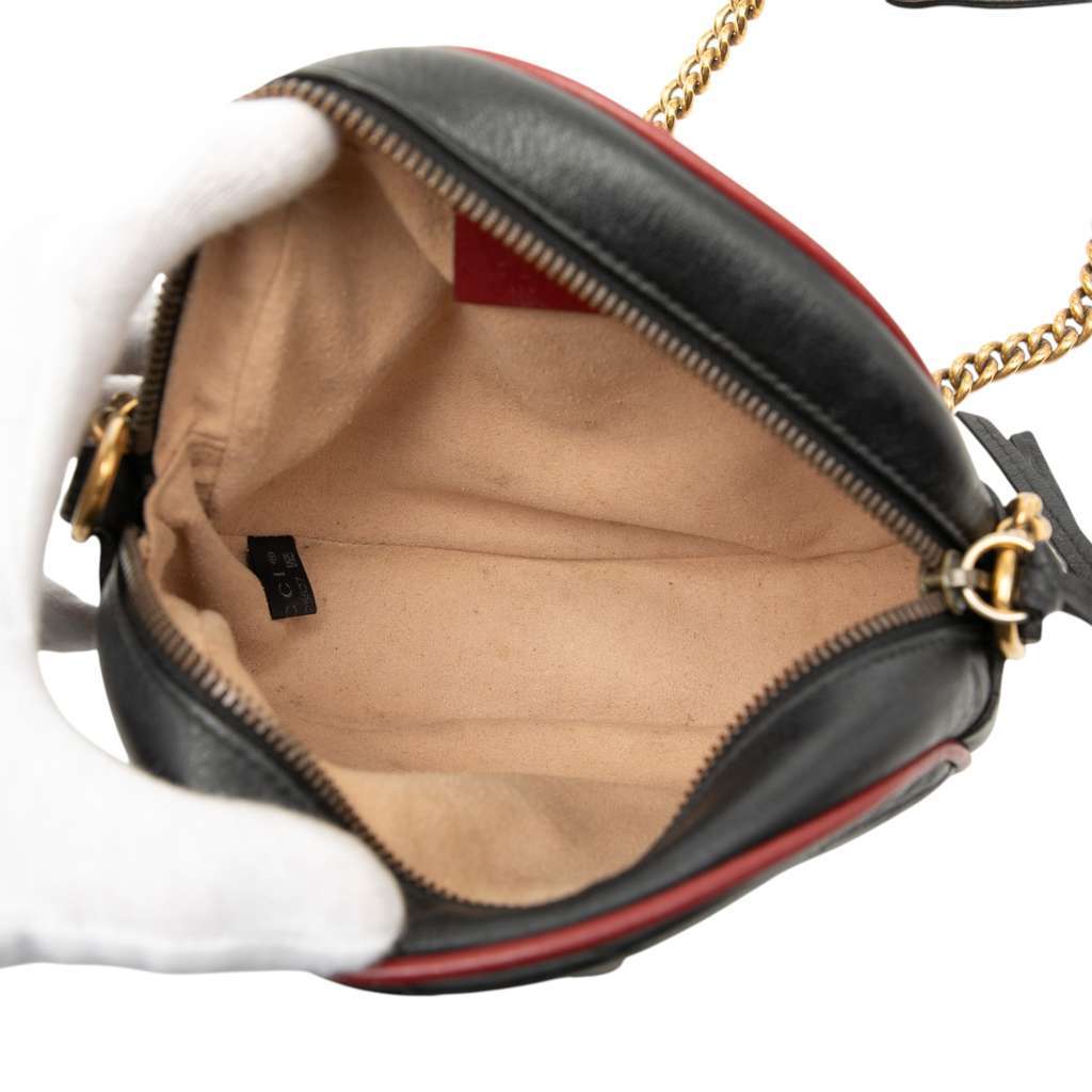 Gucci Mini GG Marmont Matelasse Leather Torchon Round Crossbody Black Leather Very good - Model View