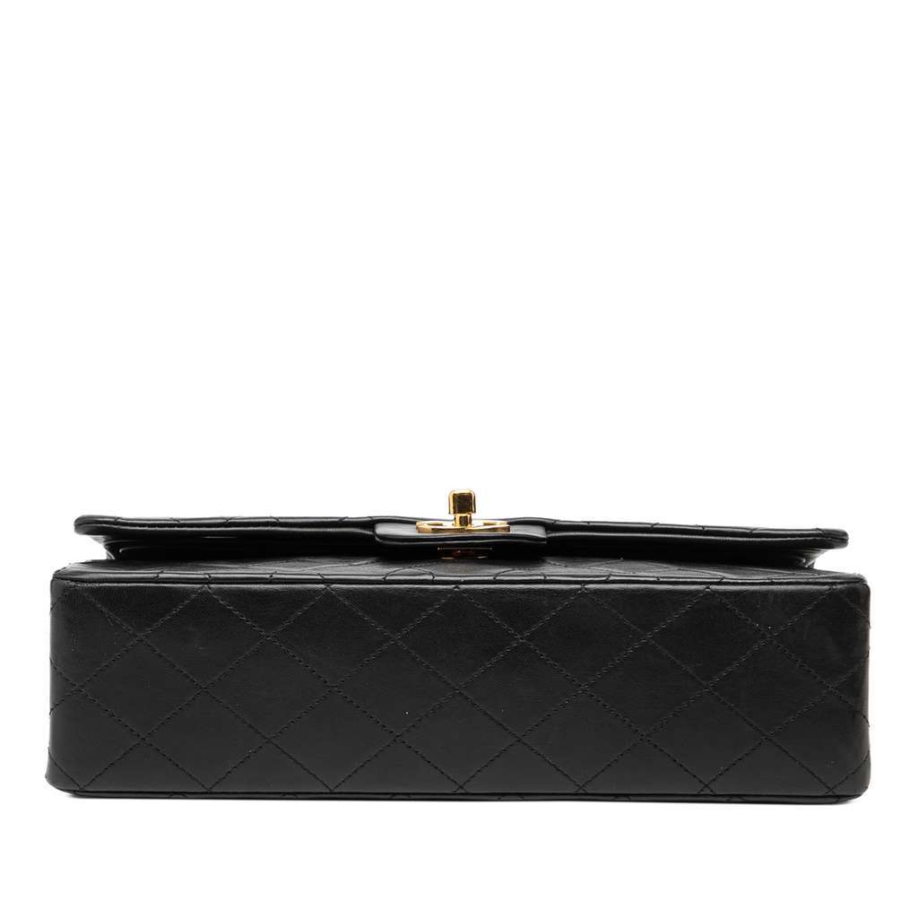 Chanel Medium Classic Lambskin Double Flap Black Leather Good - Inside View