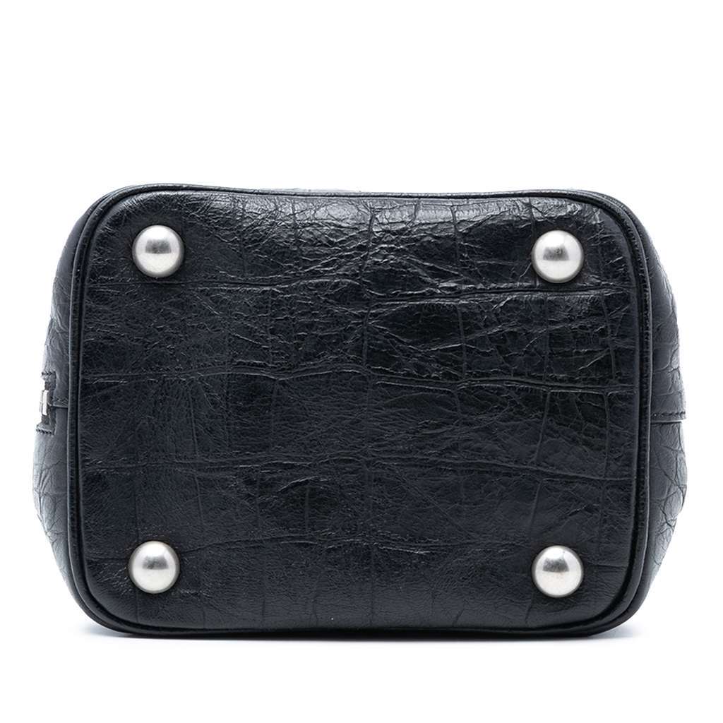 Saint Laurent Baby Crocodile Embossed Calfskin Emmanuelle Bucket Bag Black Leather Good - Inside View