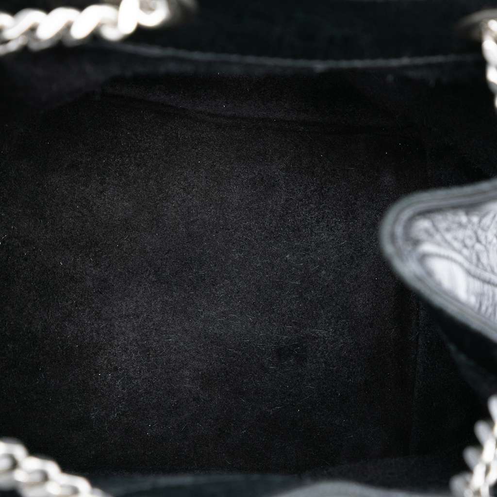 Saint Laurent Baby Crocodile Embossed Calfskin Emmanuelle Bucket Bag Black Leather Good - Model View