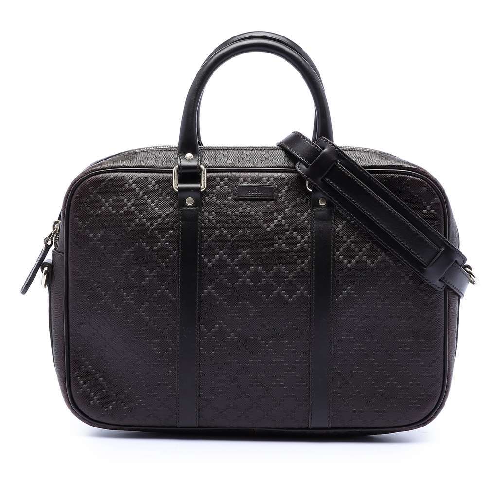 Gucci Medium Leather Diamante Bright Business Bag Brown Leather Very good condition - Front View