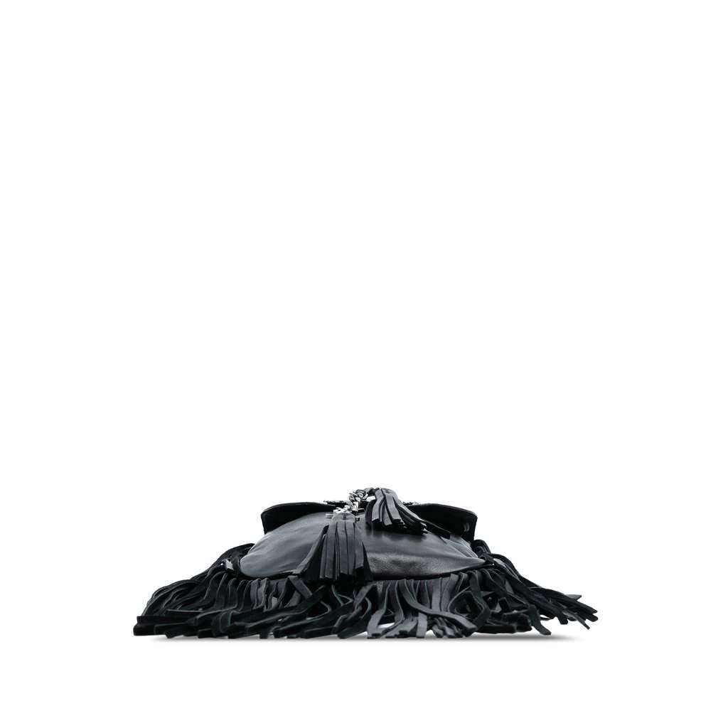 Saint Laurent Leather Anita Fringed Crossbody Black Leather Good - Inside View