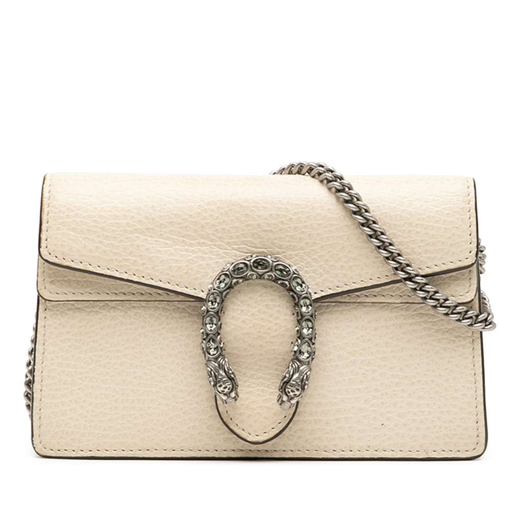 Gucci Mini Dionysus Leather Crossbody White Leather Very good - Front View
