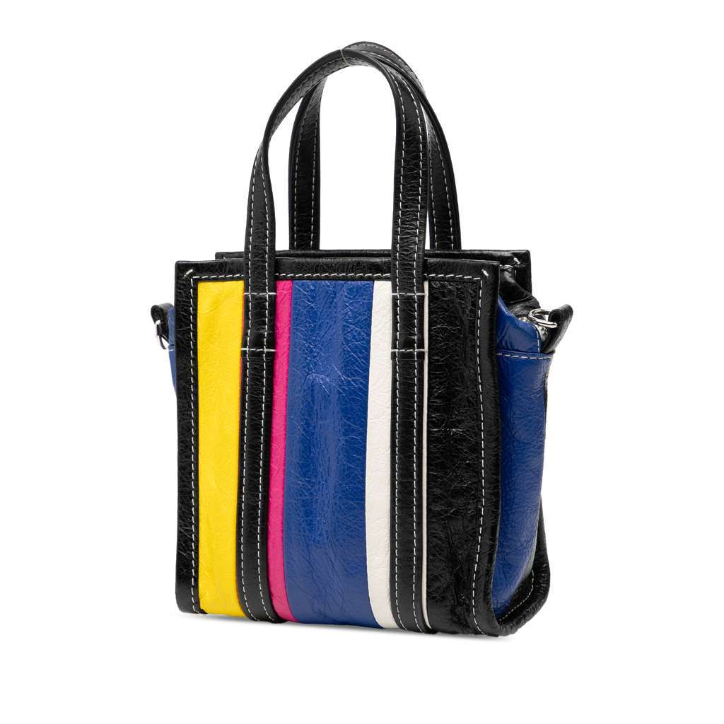 Balenciaga XXS Lambskin Bazar Shopper Satchel Black Leather Very good - Back View