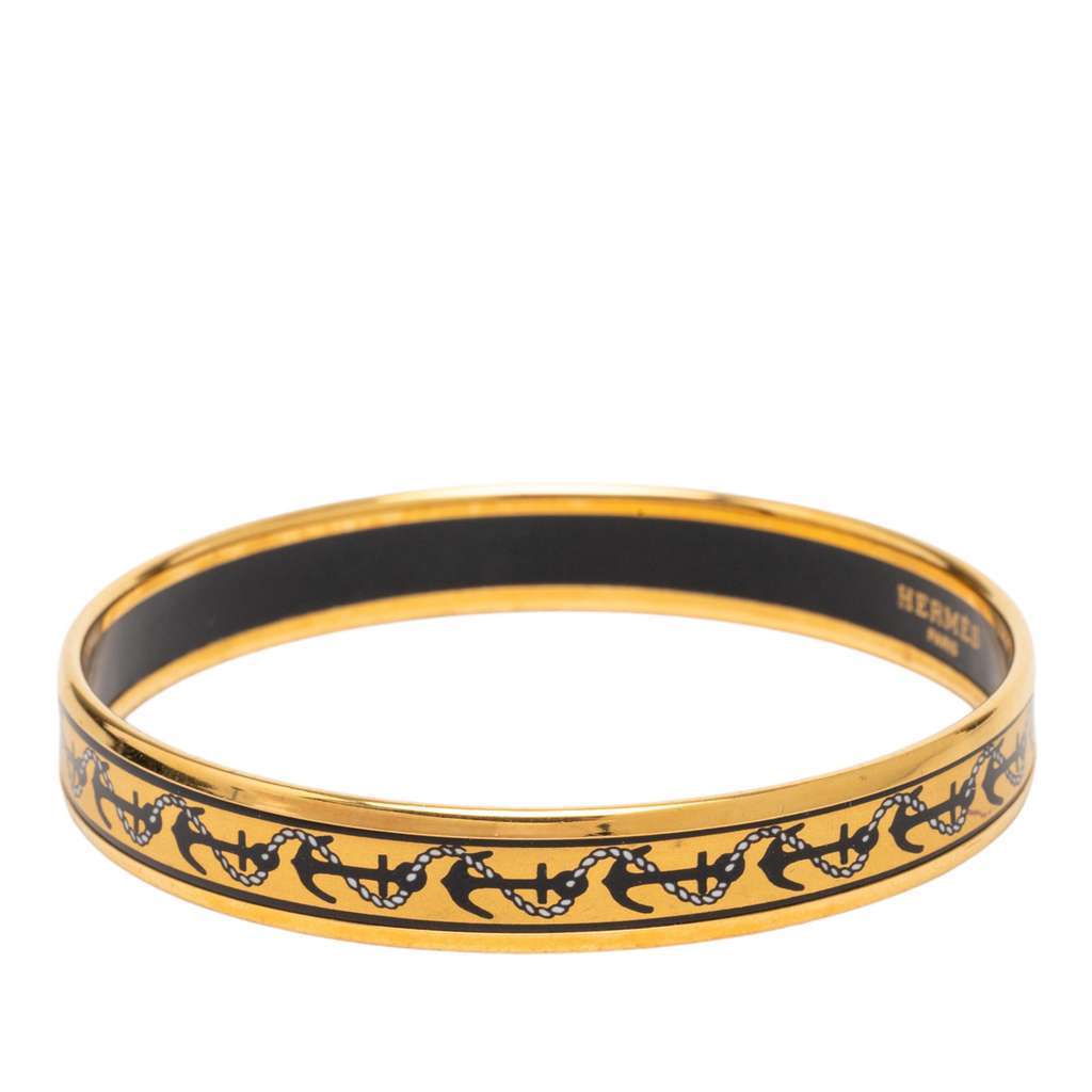 Hermès Narrow Anchor Enamel Bangle 62 Yellow Very good - Back View