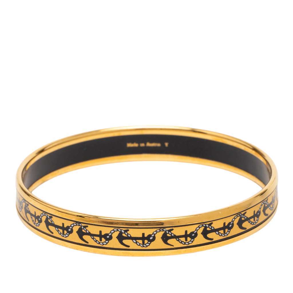 Hermès Narrow Anchor Enamel Bangle 62 Yellow Very good - Inside View