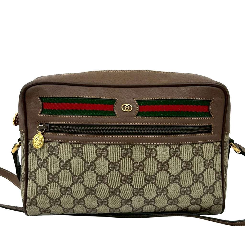 Gucci GG Supreme Web Crossbody Brown Canvas Very good - Front View