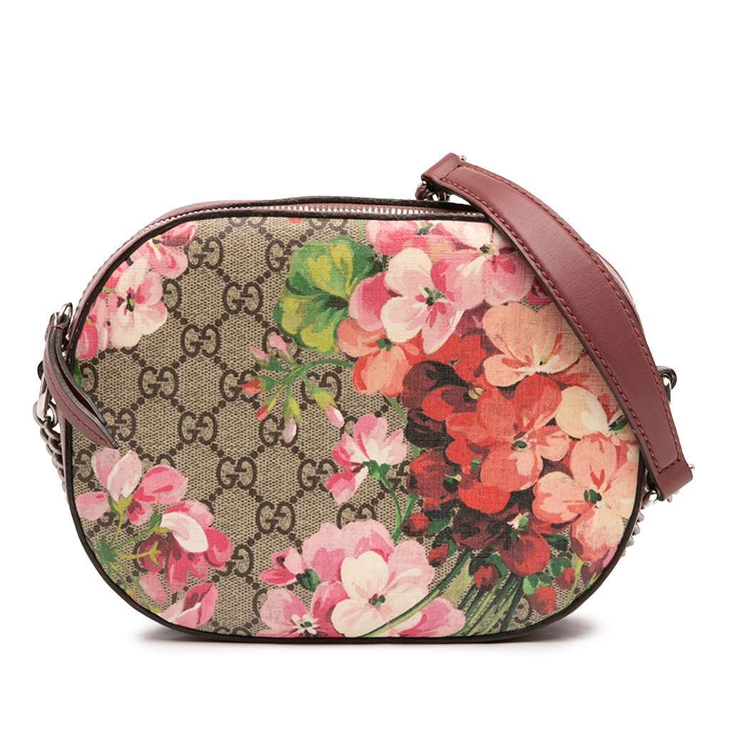 Gucci Mini GG Supreme Blooms Chain Crossbody Brown Canvas Very good - Front View