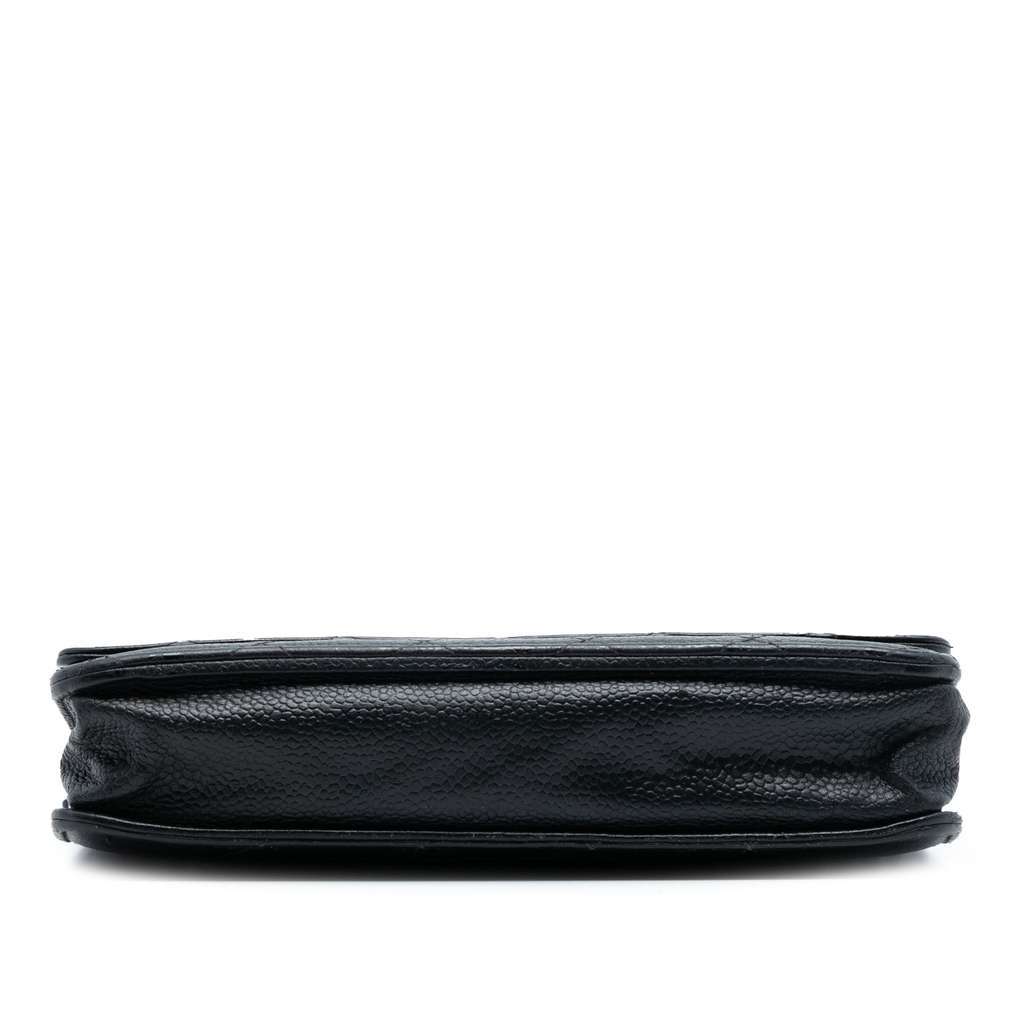 Chanel CC Quilted Caviar Wallet on Chain Black Leather Good - Inside View