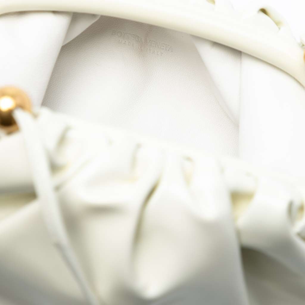 Bottega Veneta Brushed Calfskin Beaded Strap The Mini Pouch Crossbody White Leather Very good condition - Box View