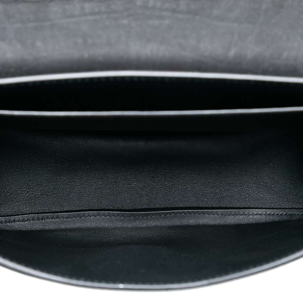 Saint Laurent Medium Croc Embossed Nubuck Monogram Kaia Crossbody Black Leather Very good - Model View