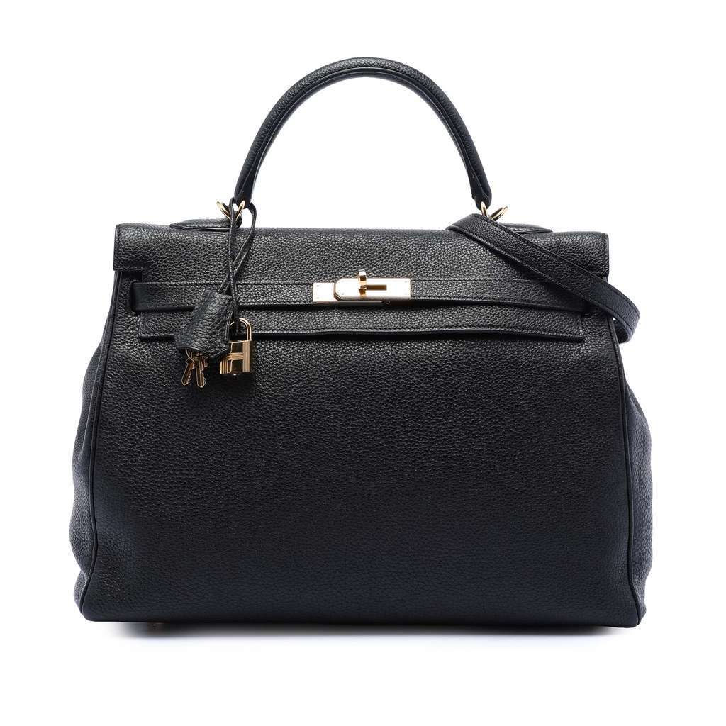 Hermès Togo Kelly II Retourne 35 Black Leather Good condition - Front View