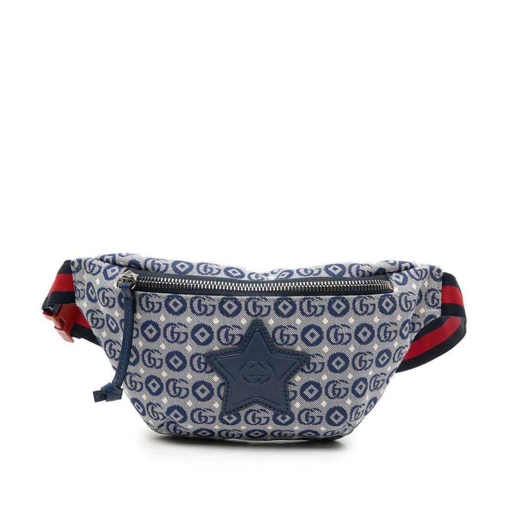 Gucci Kids GG Canvas Stars Web Belt Bag Blue Canvas Very good - Front View