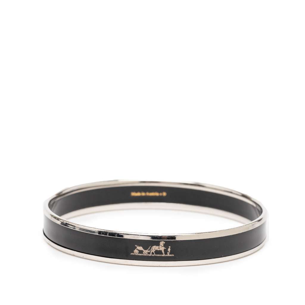 Hermès Narrow Caleche Enamel Bangle 62 Black Very good condition - Inside View