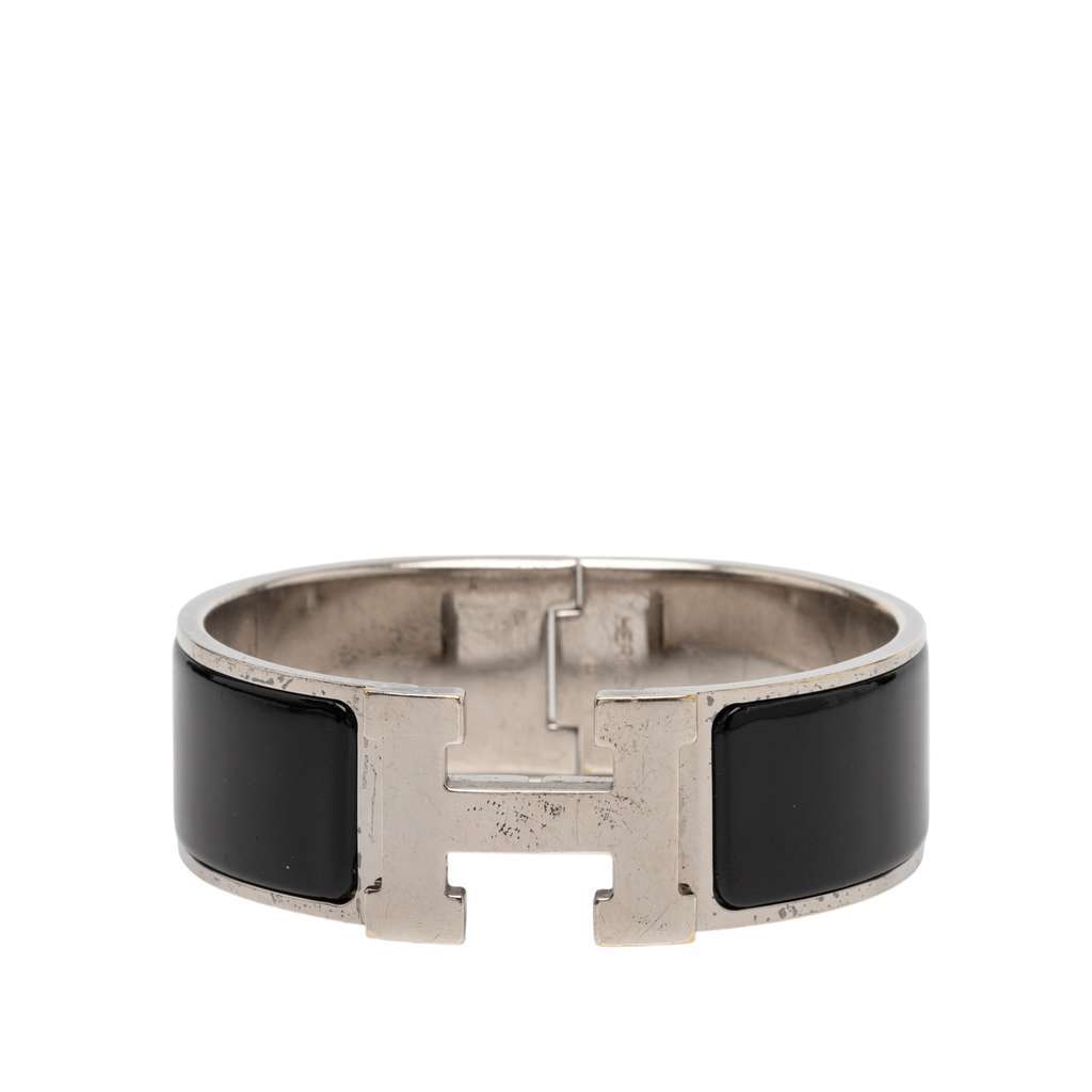 Hermès Wide Enamel Clic Clac H Bracelet PM Black Very good condition - Front View