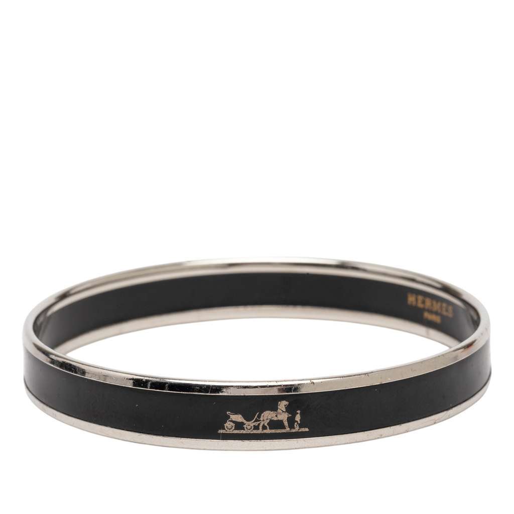 Hermès Narrow Enamel Calech Bangle Bracelet 65 Black Very good condition - Back View