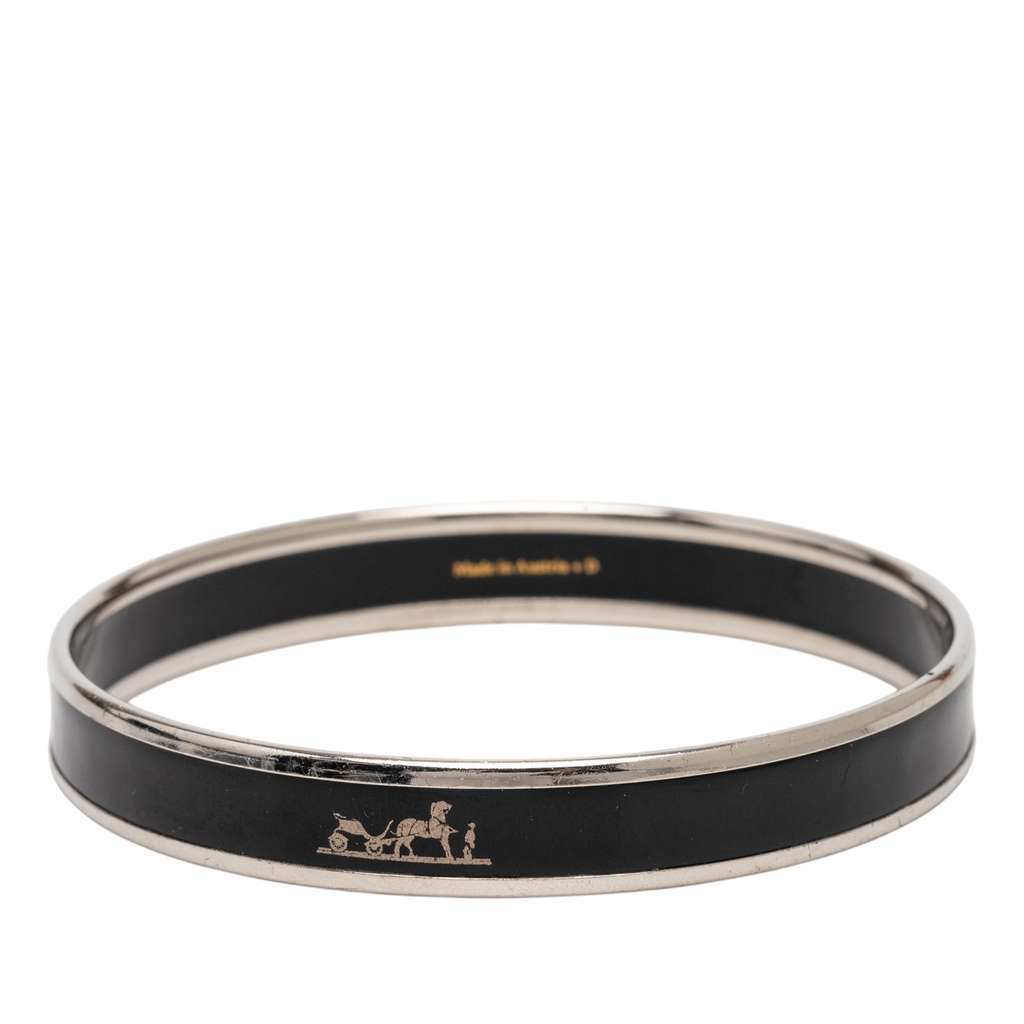 Hermès Narrow Enamel Calech Bangle Bracelet 65 Black Very good condition - Inside View