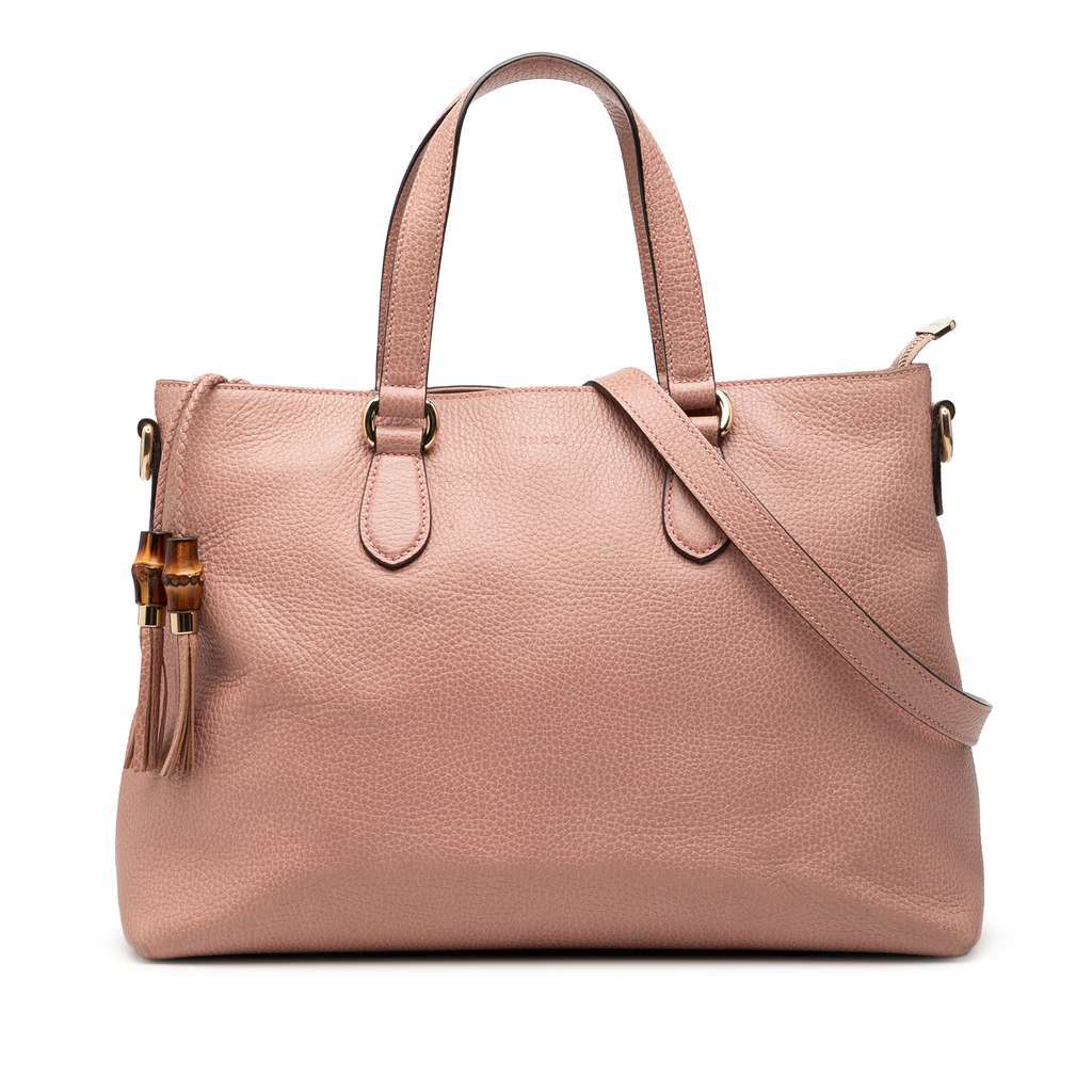 Gucci Leather Bamboo Tassel Satchel Pink Leather Very good - Front View