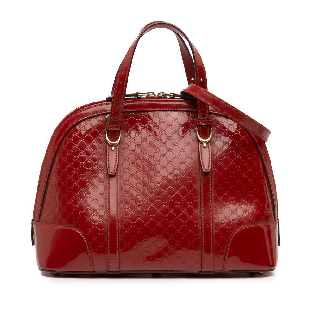 Gucci Medium Microguccissima Patent Nice Dome Satchel Red Leather Very good condition - Front View