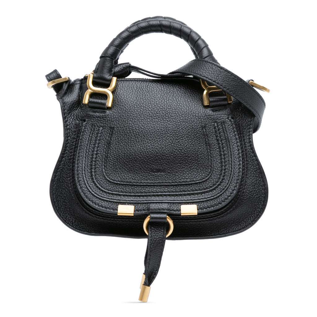 Chloé Mini Grained Calfskin Marcie Satchel Black Leather Very good condition - Front View