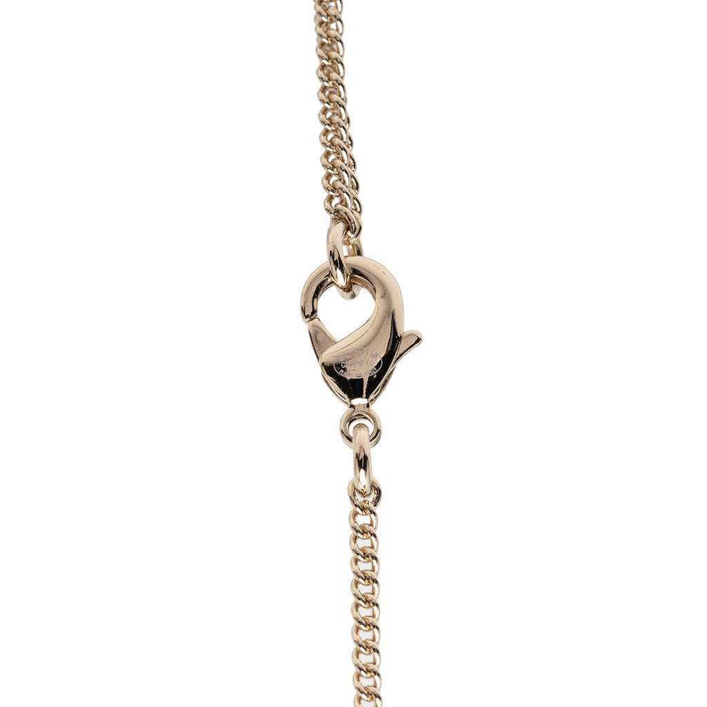 Chanel CC Gold Plated Rhinestone Deer Pendant Necklace Gold Metal Very good - Inside View