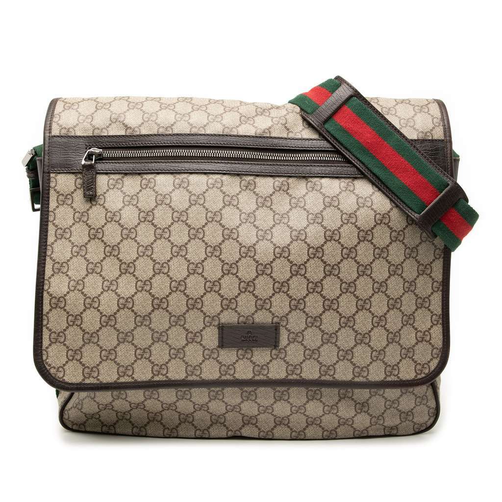 Gucci GG Supreme Web Crossbody Brown Canvas Very good - Front View