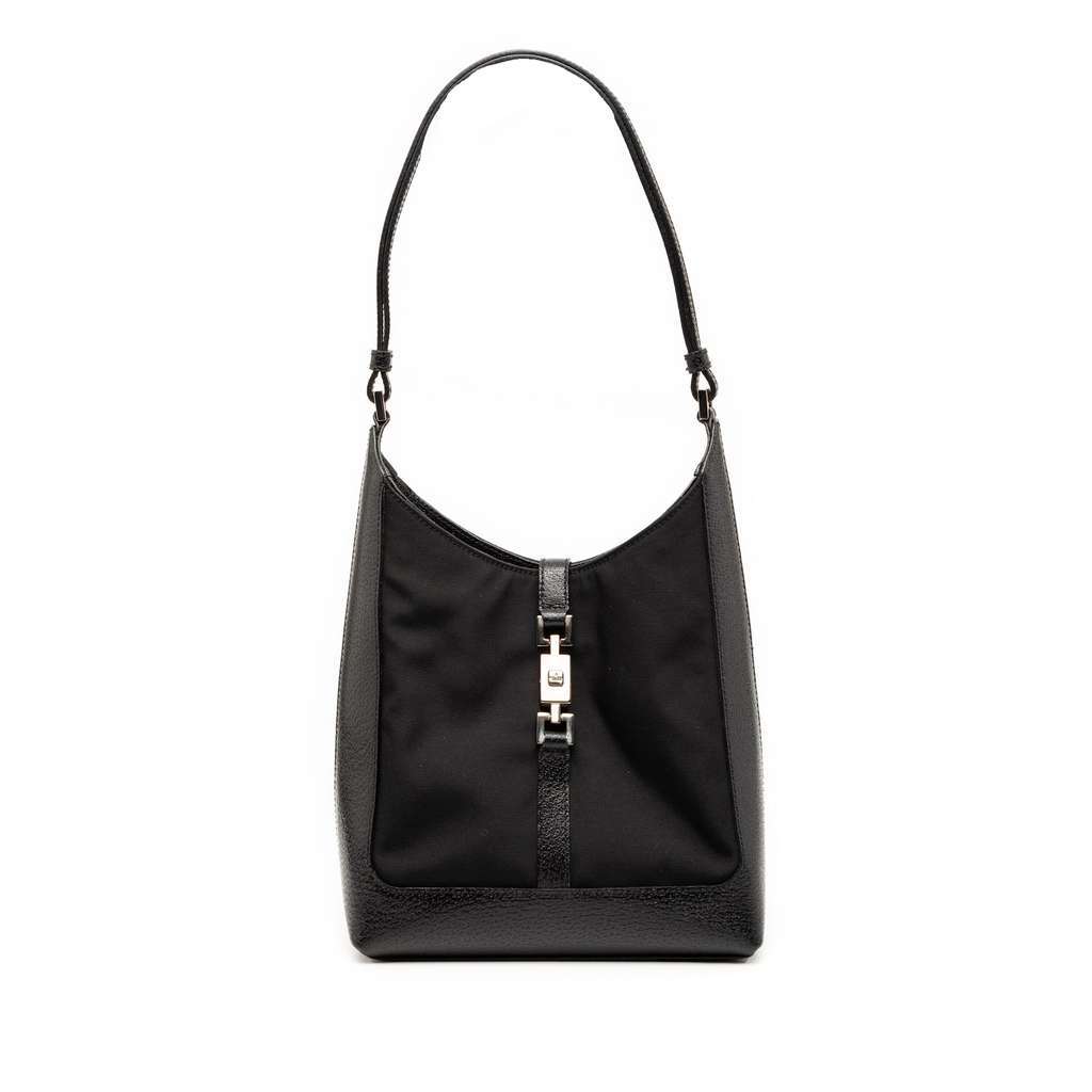 Gucci Canvas Jackie Shoulder Bag Black Canvas Very good - Front View
