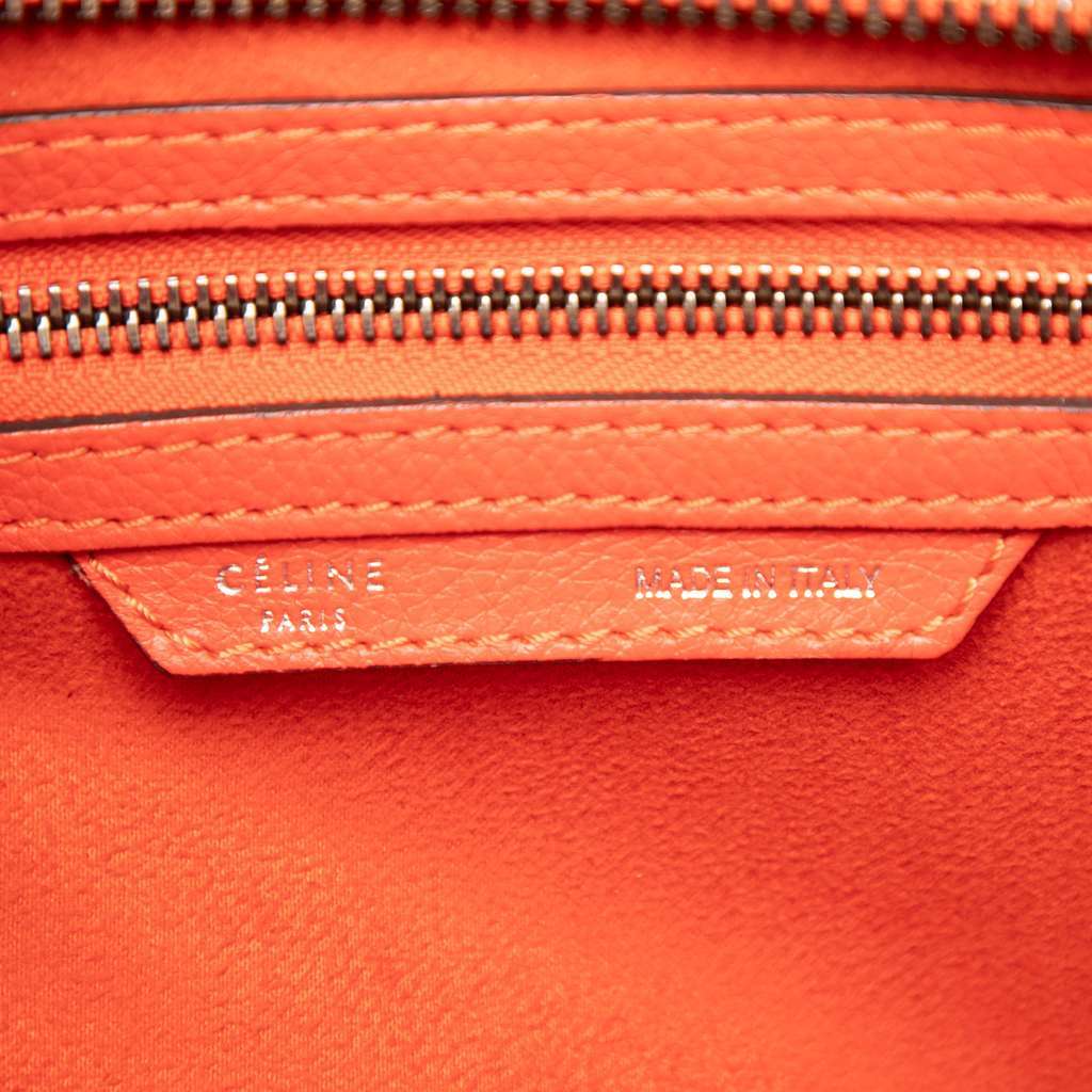 Celine Micro Leather Luggage Tote Orange Leather Very good - Box View