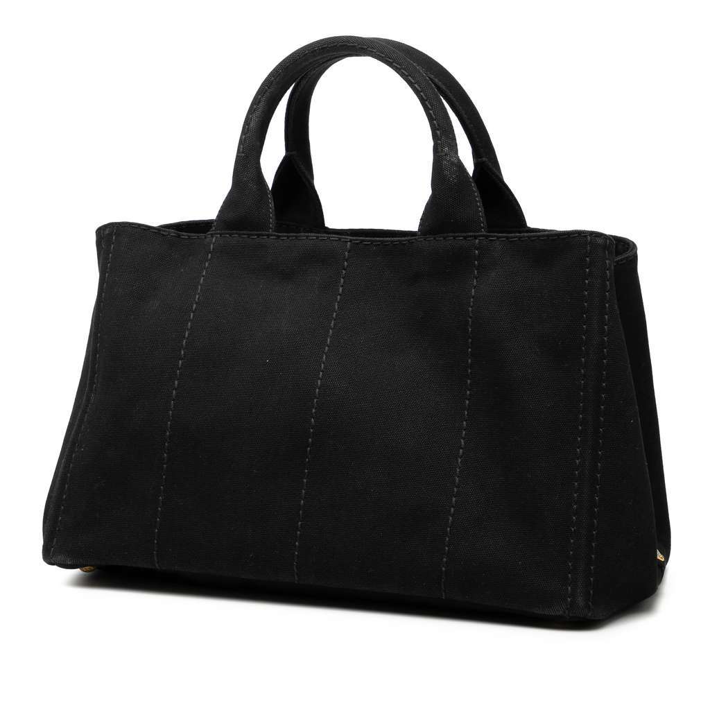 Prada Canvas Canapa Logo Satchel Black Canvas Very good - Back View