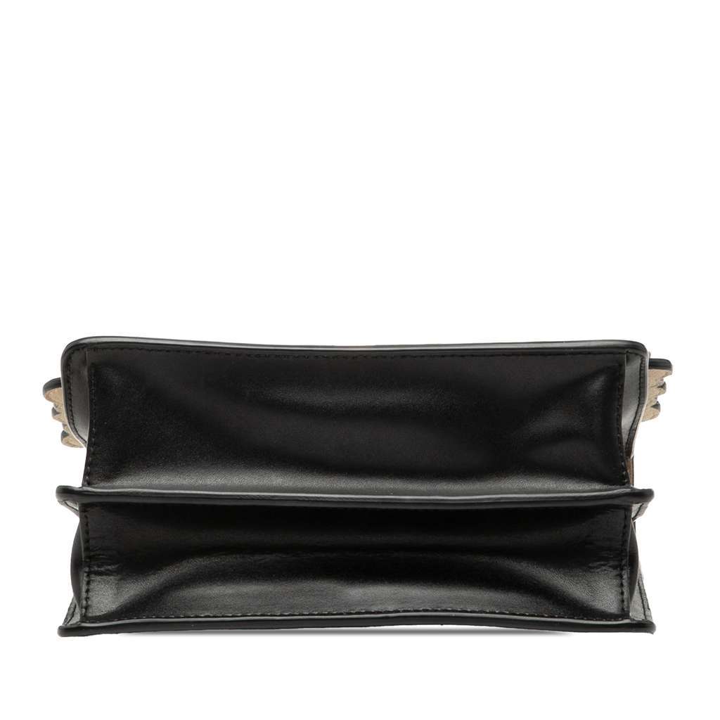 Fendi Mini Scalloped Leather and Pearls Kan I Crossbody Black Leather Very good - Inside View