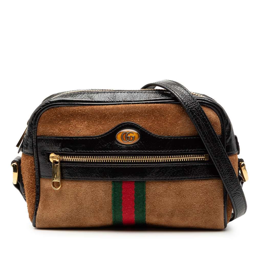 Gucci Mini Suede Ophidia Crossbody Brown Leather Very good - Front View