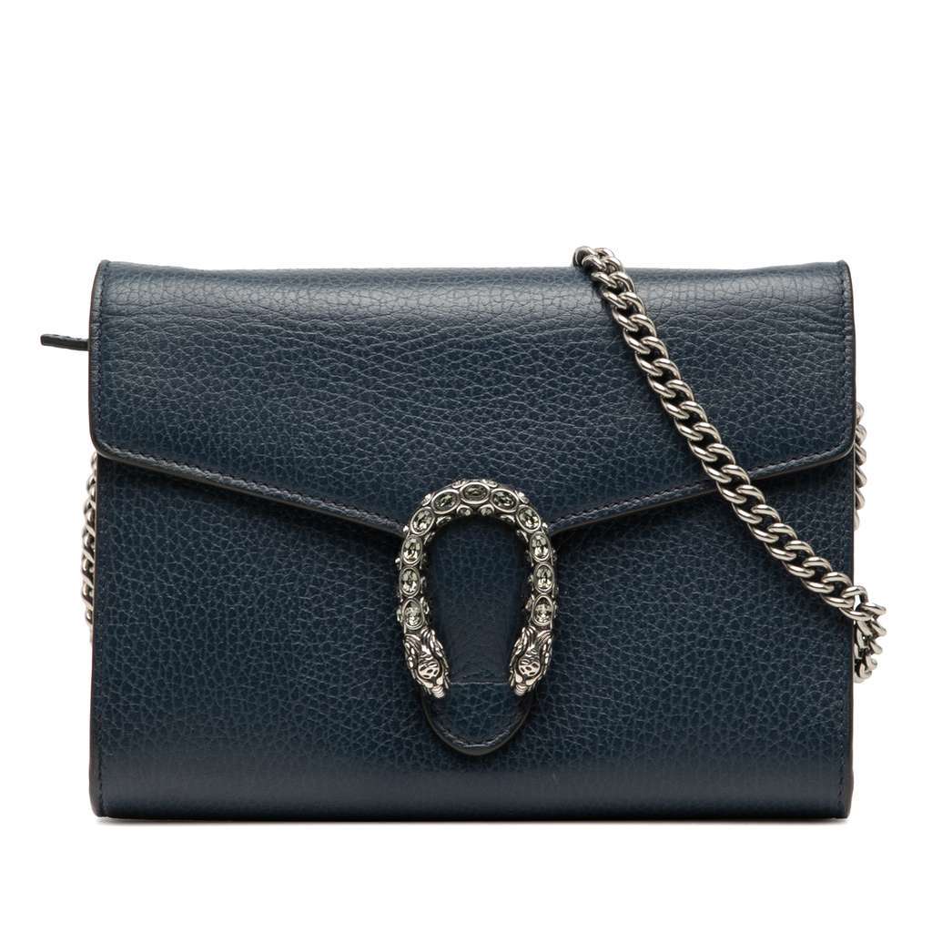 Gucci Mini Leather Dionysus Wallet on Chain Blue Leather Very good - Front View
