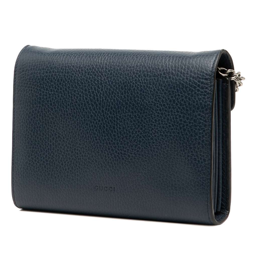 Gucci Mini Leather Dionysus Wallet on Chain Blue Leather Very good - Back View