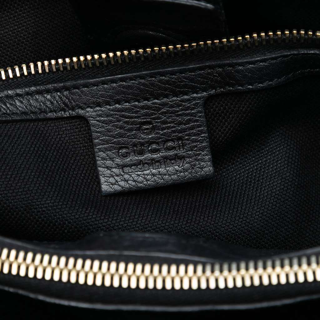 Gucci Medium Calfskin Bamboo Shopper Satchel Black Leather Very good condition - Box View