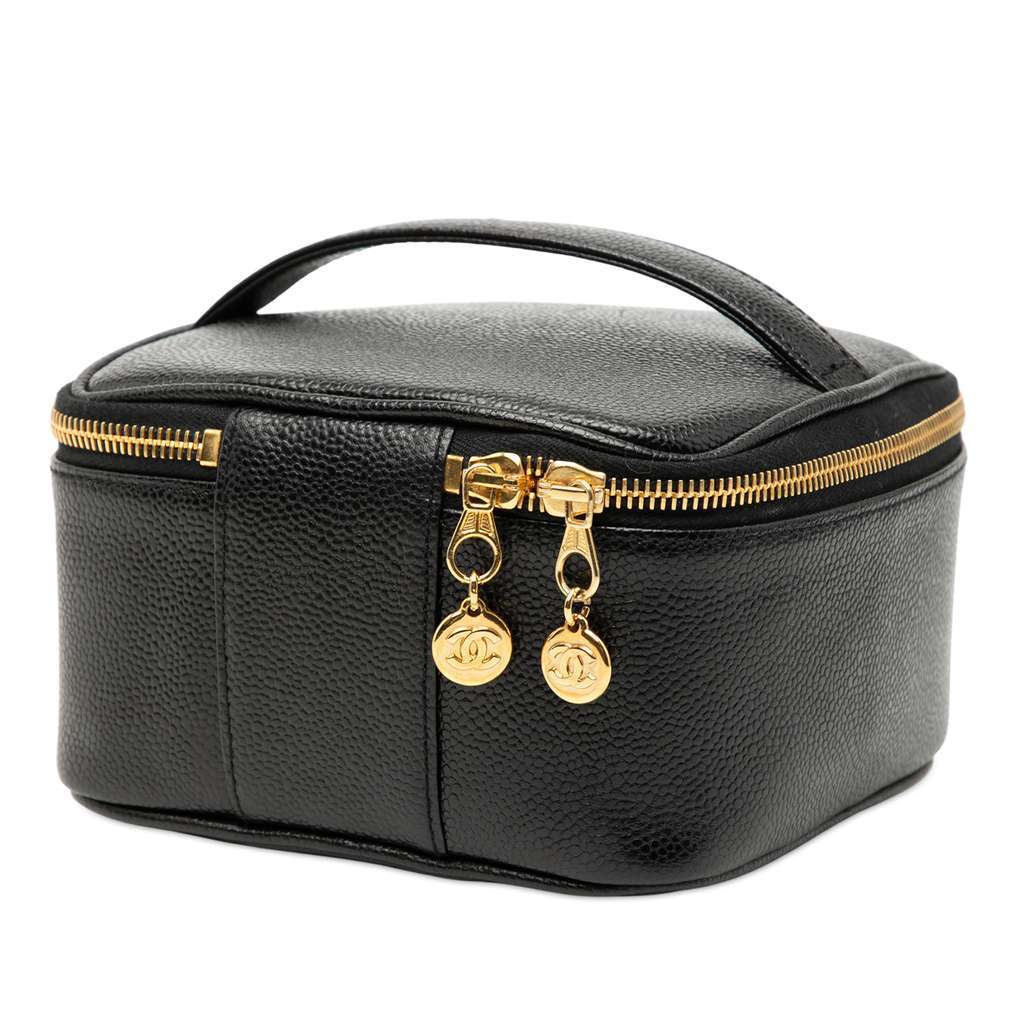 Chanel CC Caviar Vanity Case Black Leather Very good condition - Back View