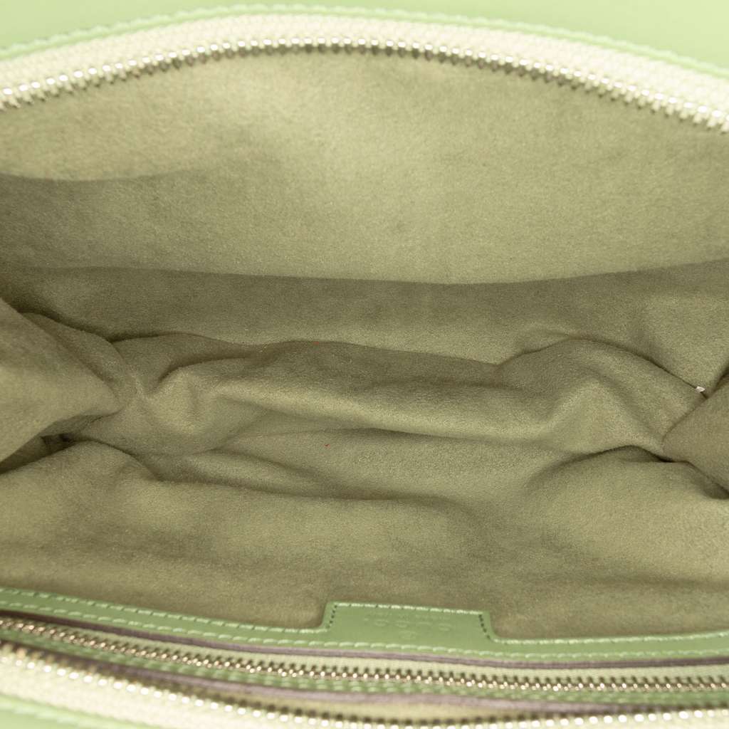 Gucci Small Leather Petite GG Tote Green Leather Very good - Model View