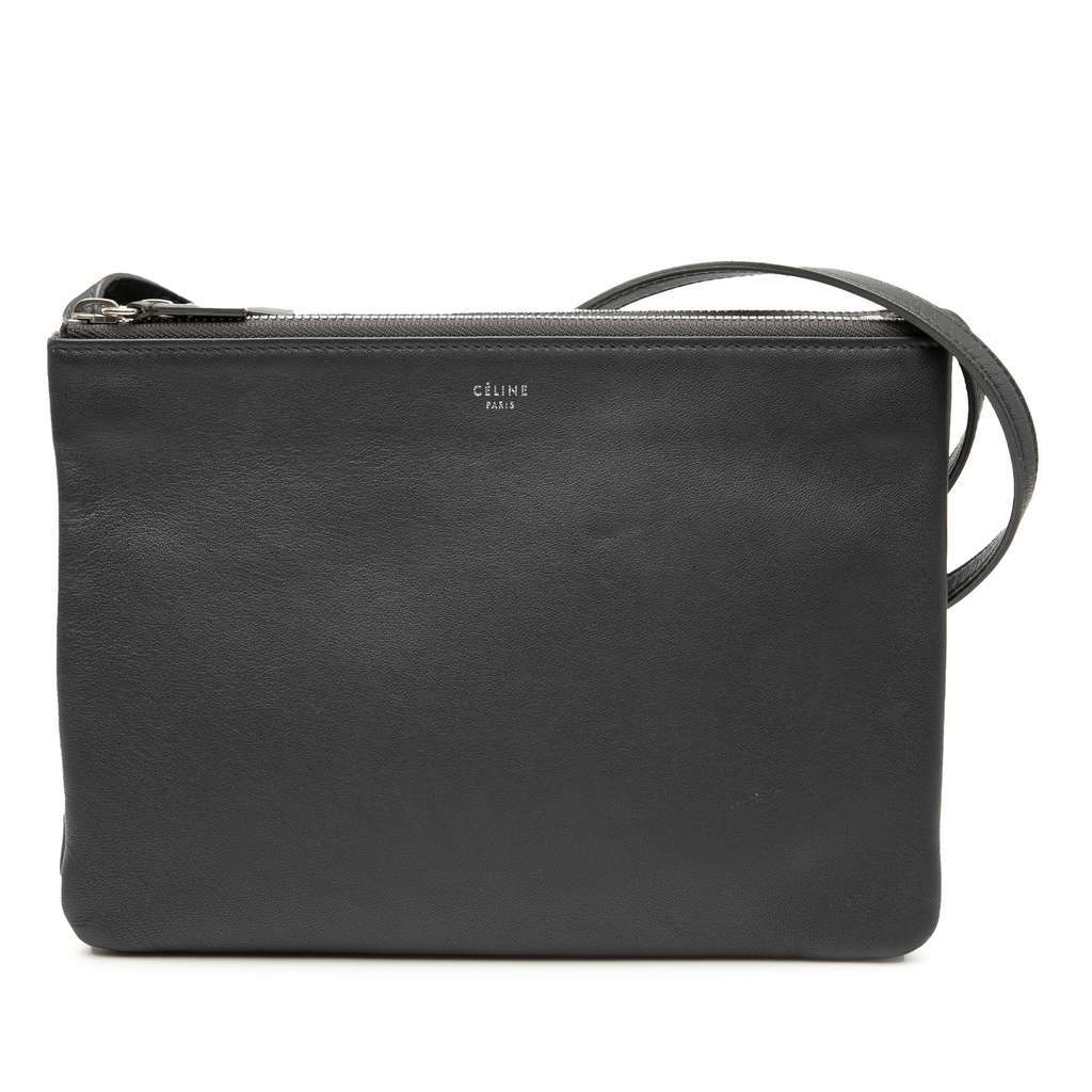 Celine Large Lambskin Trio Crossbody Black Leather Very good condition - Front View