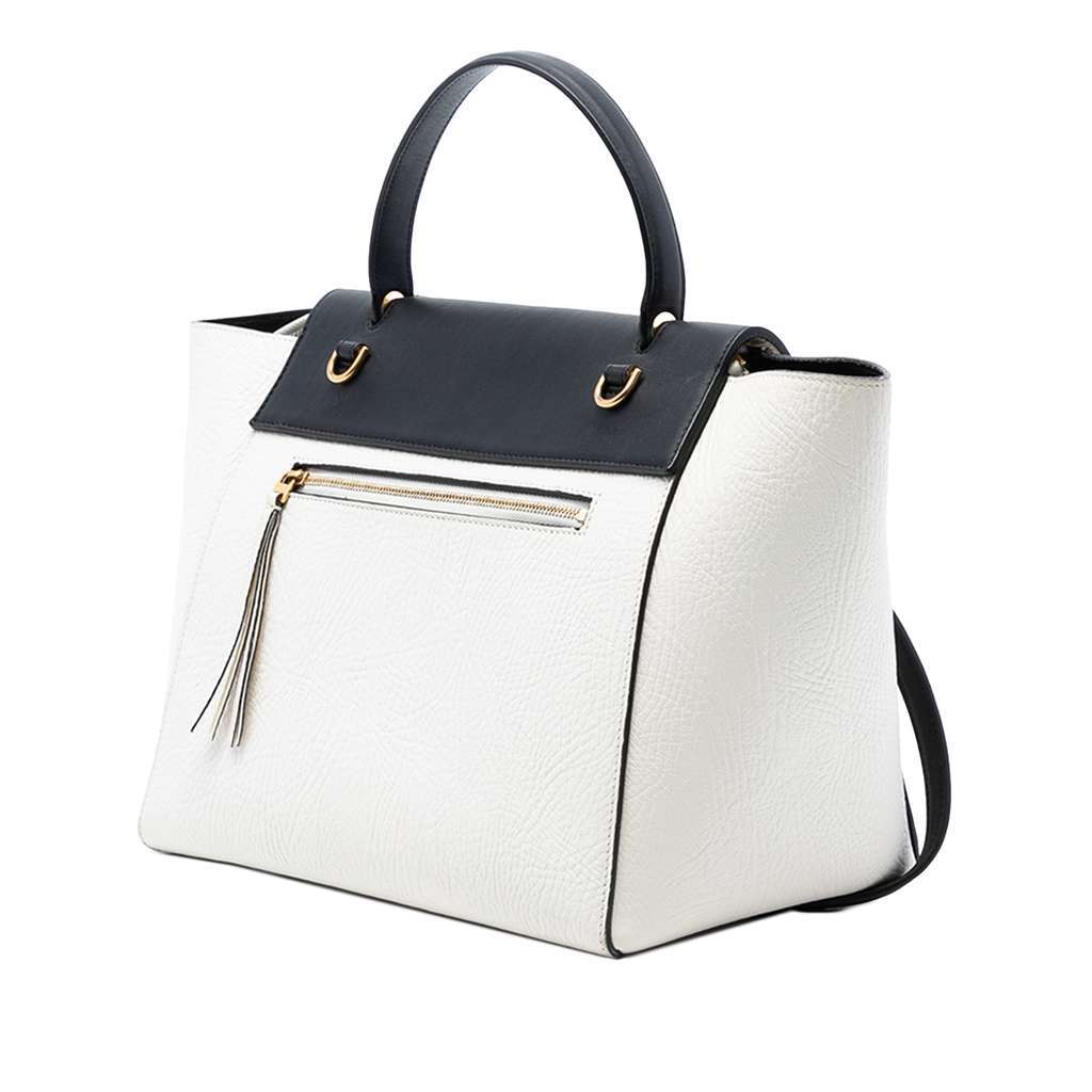 Celine Mini Bicolor Grained Calfskin Belt Bag White Leather Very good - Back View